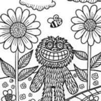 Huggy Wuggy in the bright flower garden