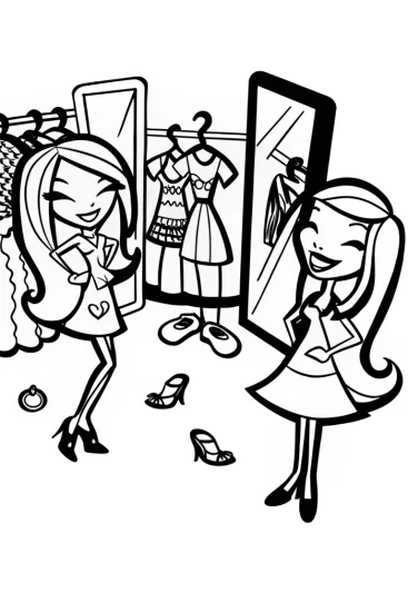 A coloring page of Bratz Boutique Bonanza: Fashion Fun with Cloe and Yasmin!