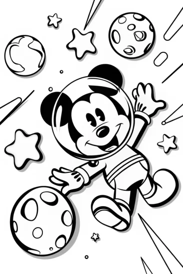A coloring page of Mickey Mouse’s Starry Adventure