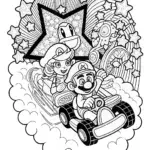 Mario’s Super Star Race Coloring Page