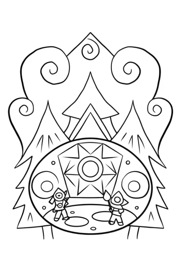 A coloring page of The Magical Nexus Adventure with Friends