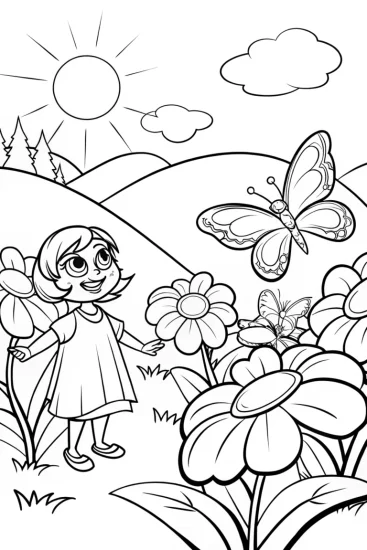 A coloring page of Mirabel’s Adventure in the Magical Garden