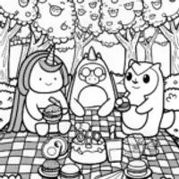 Squishmallows enjoying a picnic day