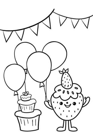 A coloring page of Strawberry Shortcake’s Festival of Fun and Treats!