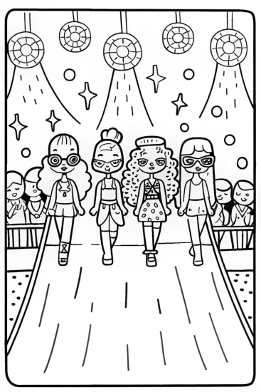 A coloring page of Bratz Fashion Show: Strut Your Style on the Catwalk!