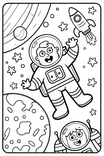 A coloring page of Blippi’s Space Adventure Coloring Page