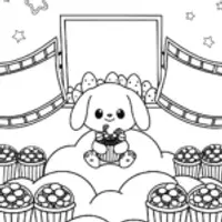 Cinnamoroll’s Cozy Cinema Night Coloring Page