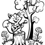 Friendly Fox and the Musical Forest Coloring Page