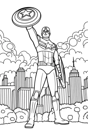 A coloring page of Captain America’s Shield of Justice Coloring Page