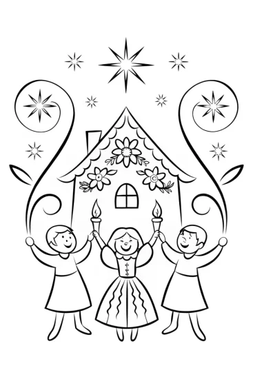 A coloring page of Magical Candlelight Celebration with Friends