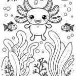 Axolotl’s Fun Underwater Adventure Coloring Page
