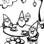 Gnome tea party in a magical garden