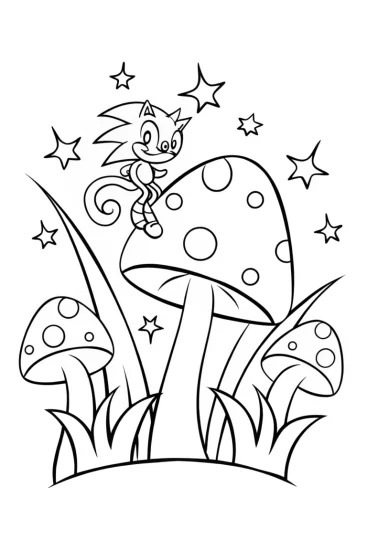 A coloring page of Sonic’s Magical Journey Through the Enchanted Forest