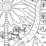 Ninja’s Colorful Flower Adventure in the Garden