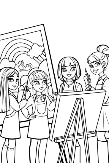 A coloring page of Rainbow High Artistry Coloring Page