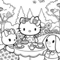 Hello Kitty’s magical tea party in the garden
