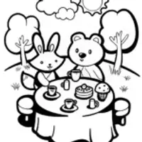 Whimsical Tea Party with Bunny and Bear