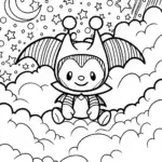 Kuromi’s Dreamy Starry Night Adventure Coloring Page
