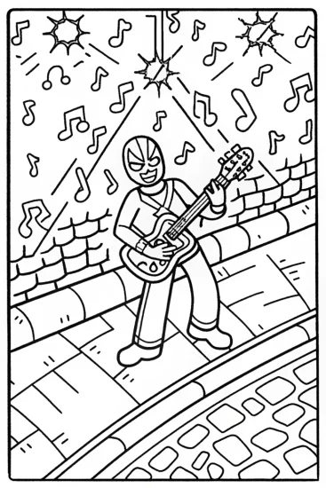 A coloring page of Miles Morales: Musical Vibes Coloring Page