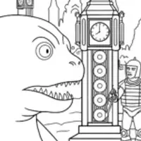 Godzilla’s Time-Traveling Adventure Coloring Page