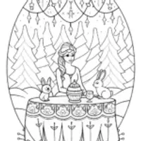 Elsa’s Enchanted Ice Tea Party Coloring Page