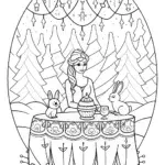 Elsa’s Enchanted Ice Tea Party Coloring Page