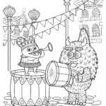 Monsters in a Musical Parade Coloring Page
