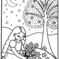 Jasmine’s Dreamy Star Garden Coloring Page