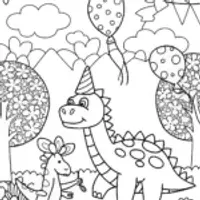 Dinosaur Garden Party Coloring Page