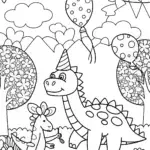 Dinosaur Garden Party Coloring Page