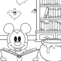 Mickey Mouse’s Magical Haunted Library Coloring Page