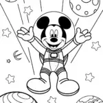 Mickey Mouse’s Starry Adventure Coloring Page