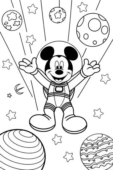 A coloring page of Mickey Mouse’s Starry Adventure Coloring Page