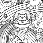 Astro the Cat’s Cosmic Coloring Page
