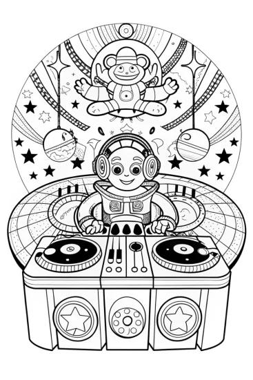 A coloring page of Buzz Lightyear’s Galactic Music Festival Coloring Page