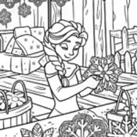 Elsa’s Enchanted Snowflake Workshop Coloring Page