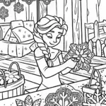 Elsa’s Enchanted Snowflake Workshop Coloring Page