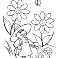 Bowser the Cheerful Gardener Coloring Page