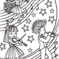 Cosmic Anime Orchestra Coloring Page