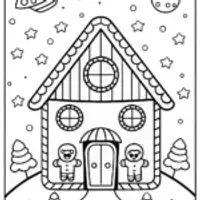 Gingerbread House Solar System Coloring Page