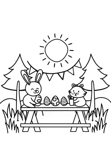 A coloring page of Easter Egg Decorating Festival Coloring Page