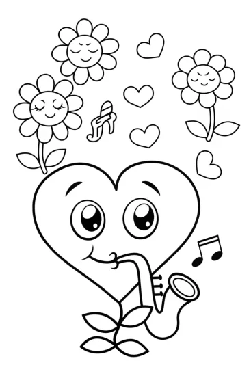A coloring page of Heartfelt Harmony Coloring Page