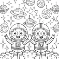 Bluey and Bingo’s Galactic Dance Party Coloring Page