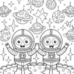 Bluey and Bingo’s Galactic Dance Party Coloring Page