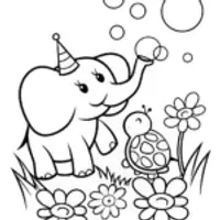 Rainbow Friends in the Bubble Garden Coloring Page