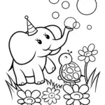 Rainbow Friends in the Bubble Garden Coloring Page
