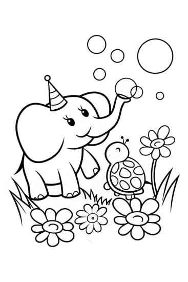 A coloring page of Rainbow Friends in the Bubble Garden Coloring Page