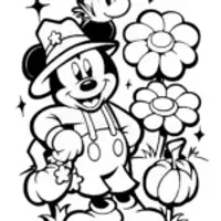 Mickey Mouse Halloween Garden Party Coloring Page