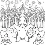 Charmander’s Firefly Festival Coloring Page