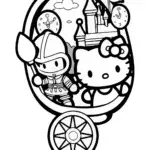 Hello Kitty’s Time-Traveling Adventure Coloring Page